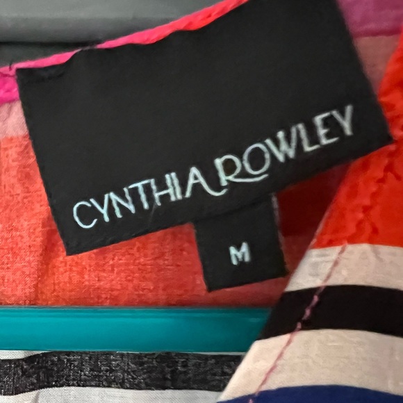 Cynthia Rowley multi colored stripped capped sleeve blouse - Picture 3 of 5